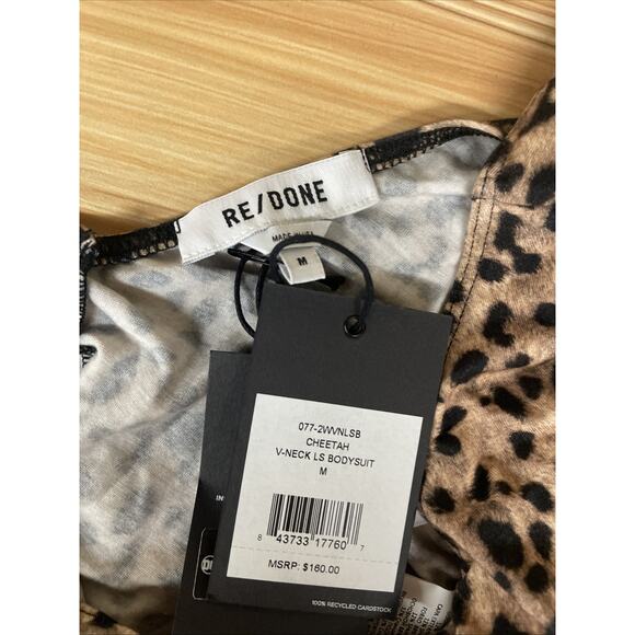 Re/done WW84 Womens V-Neck Bodysuit Cheetah Print Size Medium - Picture 2 of 3